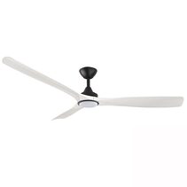 Spitfire 60" DC Ceiling Fan With 18W Dimmable LED Black Motor / White Wash Polymer Blades / Tri-Colour - SPD60BKWWLED