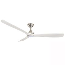 Spitfire 60" DC Ceiling Fan With 18W Dimmable LED Nickel Motor / White Wash Polymer Blades / Tri-Colour - SPD60BNWWLED