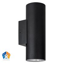 Aries 12W 240V Dimmable Up & Down LED Wall Pillar Light Aluminium Black / Quinto - HV3626S-ALUBLK