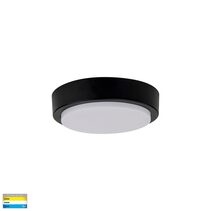 Liptor 10W 240V Round LED Oyster Light Black / Tri-Colour - HV36051T-BLK