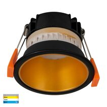 Gleam 9W Dimmable LED Downlight Black & Gold / Tri-Colour - HV5529T-BG