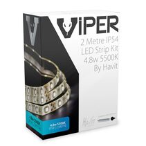 Viper 4.8W 12V DC 2 Metre LED Strip Kit / Cool White - VPR9734IP54-60-2M