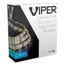 Viper 4.8W 12V DC 5 Metre LED Strip Kit / Cool White - VPR9734IP54-60-5M