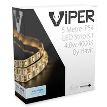Viper 4.8W 12V DC 5 Metre LED Strip Kit / Neutral White - VPR9735IP54-60-5M