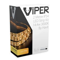 Viper 14.4W 12V DC 2 Metre LED Strip Kit / Warm White - VPR9783IP54-60-2M