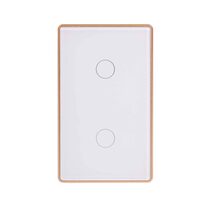 Wifi Two Gang Wall Switch White with Gold Trim - HV9120-2