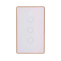 Wifi Three Gang Wall Switch White with Gold Trim - HV9120-3