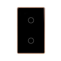 Wifi Two Gang Wall Switch Black with Gold Trim - HV9220-2