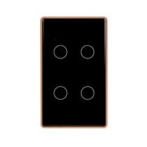 Wifi Four Gang Wall Switch Black with Gold Trim - HV9220-4