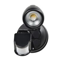 Seculite V 10W LED Single Spotlight With Sensor Black / Quinto - 201000S