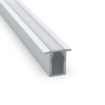 Recessed 2 Meter Aluminium LED Strip Extrusion Silver - AQS-EXT-010-200-A1