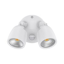 Muro Eco 20W LED Twin Head Polycarbonate Coastal Spotlight With Sensor White / Tri-Colour - 25077