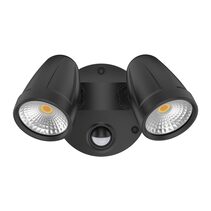 Muro Max 32W LED Twin Head Spotlight With Sensor Black / Tri-Colour - 25086
