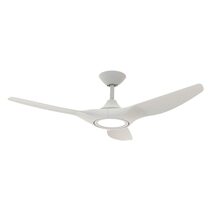 Strike 48" DC 3 Blade Ceiling Fan With 18W Tri-Colour Dimmable LED White / White - 60130 + 60140