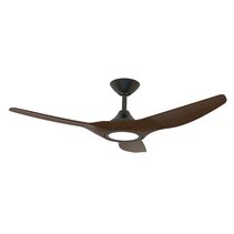 Strike 48" DC 3 Blade Ceiling Fan With 18W Tri-Colour Dimmable LED Black / Walnut - 60132 + 60141
