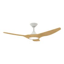 Strike 48" DC 3 Blade Ceiling Fan With 18W Tri-Colour Dimmable LED White / Oak - 60133 + 60140