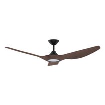 Strike 60" DC 3 Blade Ceiling Fan With 18W Tri-Colour Dimmable LED Black / Walnut - 60137 + 60141