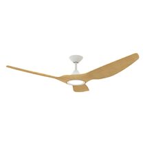 Strike 60" DC 3 Blade Ceiling Fan With 18W Tri-Colour Dimmable LED White / Oak - 60138 + 60140