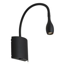 Lund 3W LED Switched Flexible Wall Light Black / Warm White - LUND1WLEDBLK