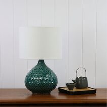 Ridley Ceramic Table Lamp Teal / Off White - OL94524