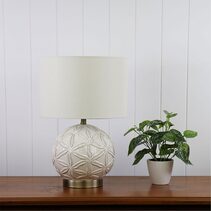 Ariel Ceramic Table Lamp White / Antique Brass - OL94526