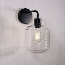 Marconi Wall Light Black With Clear Glass - SL63531CL