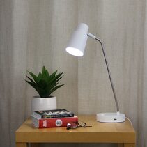 Rik Desk Lamp with USB Socket White / Brushed Chrome - OL93911BC