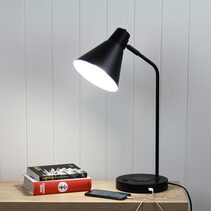 Targa Desk Lamp With USB & Wireless Charging Black - OL93952BK