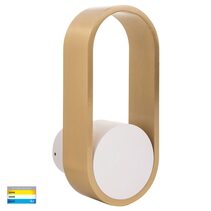 Ovale 7W LED Dimmable Wall Light White & Brass / Tri-Colour - HV8080T-WHTBR