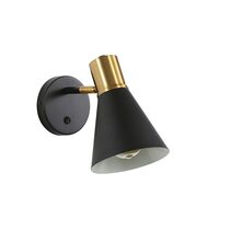 Norbert 1 Wall Light with Switch Black / Satin Brass - OL56213SB