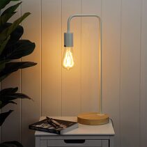 Lane Industrial Table Lamp White / Timber - OL93131WH