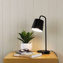 Henk Desk Lamp With USB Socket Black - OL93721BK