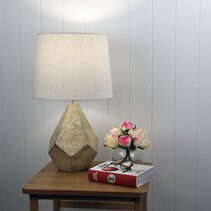 Leon Geometrical Table Lamp White & Gold - OL98865