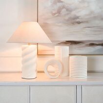 Twist Column Table Lamp With Shade White - ELFY0826