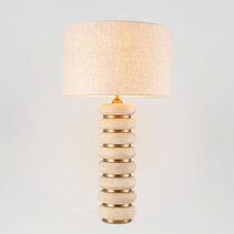Wisteria Travertine Table Lamp With Shade Brass - ELS1200551
