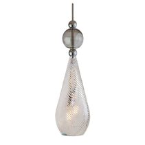 Smykke Large Silver Pendant Crystal Swirl / Smokey Grey Ball - LA101914