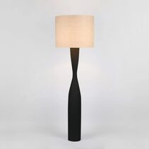 Callum Floor Lamp Black With Natural Shade - KITMRDLMP0030N
