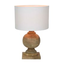 Coach Wood Table Lamp With White Shade - KITELDOMR-2356-02