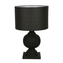 Coach Turned Wood Ball Balustrade Table Lamp Black With Black Shade - KITELDOMR-2356BLK