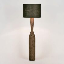 Callum Timber Floor Lamp With Black Shade - KITMRDLMP0046B