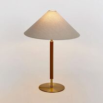 Huntley Leather & Antique Brass Table Lamp With Shade - ELUH230904