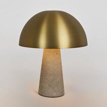 Degraves Concrete & Antique Brass Table Lamp With Shade - ELUH230905