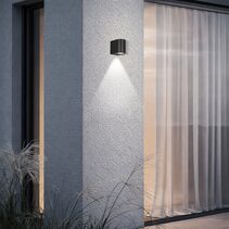 Eos II Outdoor 240V GU10 Fixed Wall Pillar Light Black - EOS2 EX1-BK