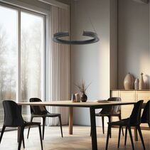 Lucid Round 34W LED Touch Dimmable Pendant Black / Tri-Colour - LUCID PE065-BK