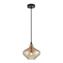 Interior Wine Glass Shape Ribbed Pendant Light Amber - CAMPANA1