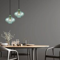 Interior Wine Glass Shape Ribbed Pendant Light Green - CAMPANA4