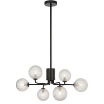 Felton 6 Light Pendant Black / Clear Prism - FELTON PE06BKCLP