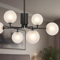 Felton 6 Light Pendant Black / Frost Tear - FELTON PE06BKFRT