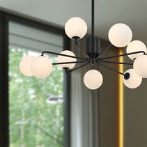 Felton 9 Light Pendant Black / Opal Matt - FELTON PE09BKOM
