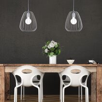 Pera.27 Metal Wire Pendant White - OL68778/27WH